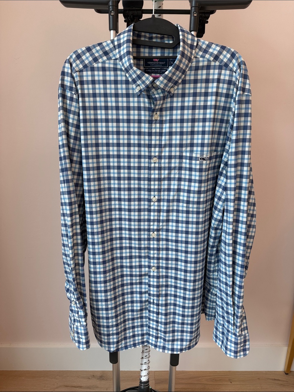 Vineyard Vines Blue and White Check Button-Down Shirt